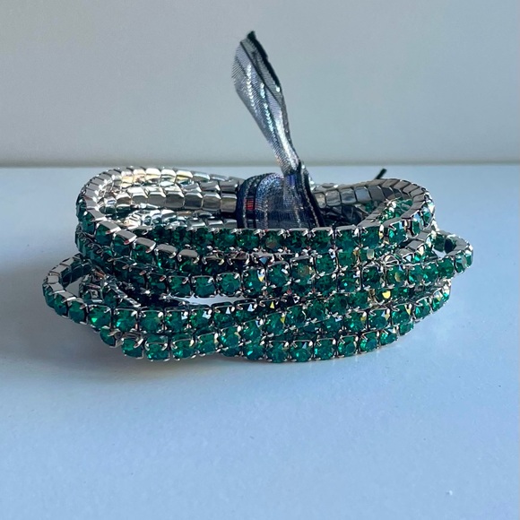 Swarovski Emerald Green Stretch Bracelet Set - Picture 5 of 6
